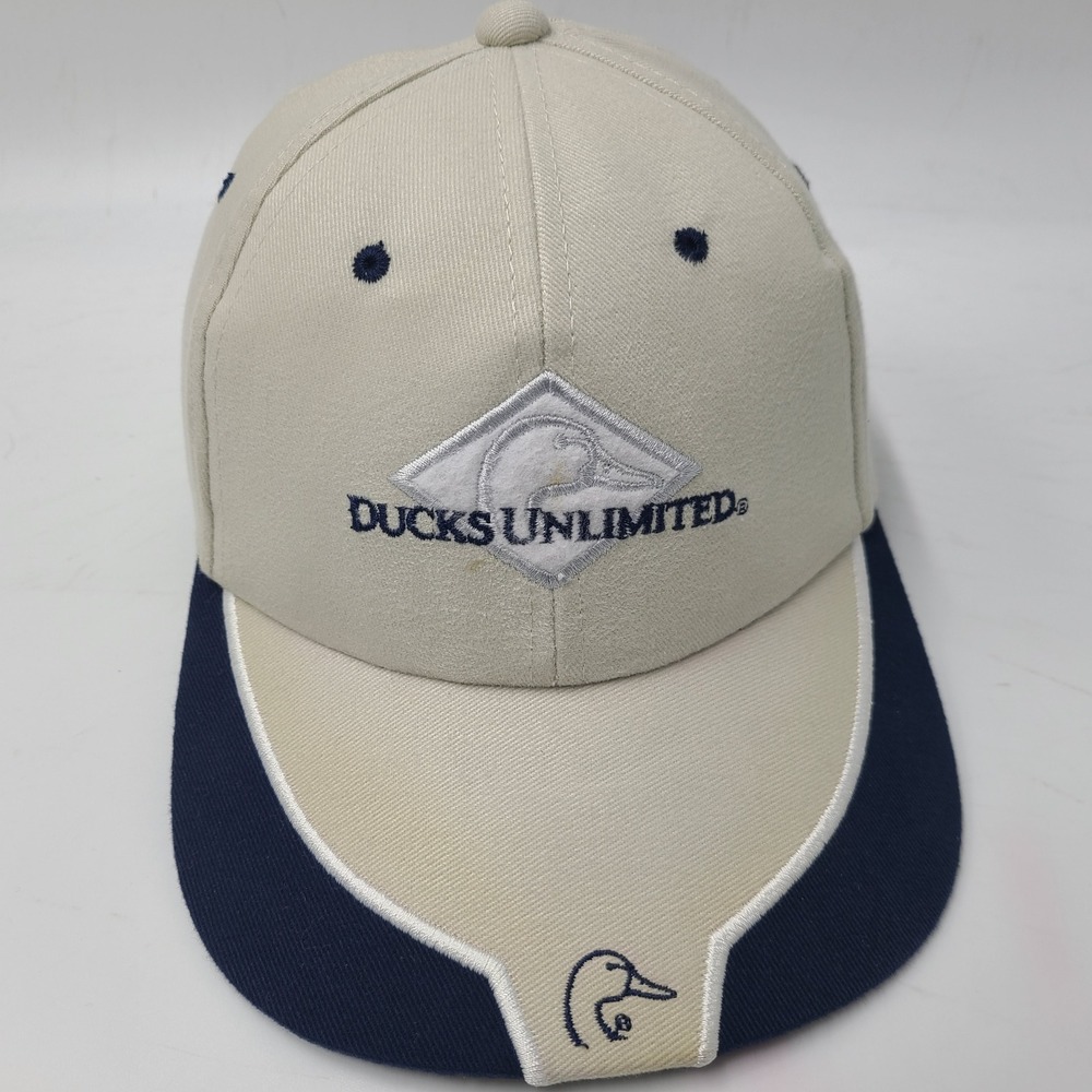 Ducks Unlimited Hat Strapback (Fits Small) Beige Blue Outdoors Hunt Casual‎ Men